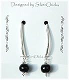 Sterling Silver and Black Kazuri Beaded Earrings - SilverChicks!