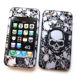 Apple iPhone 4 & 4S Rubberized Snap-On Protector Hard Case Image Cover "Skullerific" Design