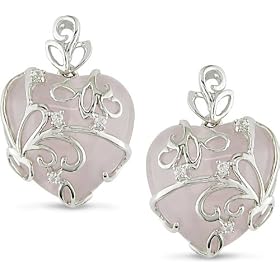Silver 13-1 10ct Rose Quartz and Topaz Earrings by Amour