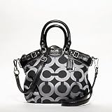Coach Madison Op Art Metallic Outline Mini Sophia Satchel 18604 Gunmetal/Black