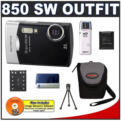 Olympus Stylus 850SW MP Waterproof Digital Camera with 3x Optical Zoom + Spare Battery + Accessory Kit