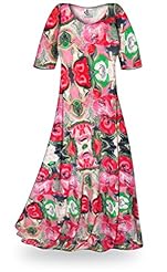 Plus Size Petite A-line Round Neck Short Sleeves Polyester/Spandex General Print Maxi Dress 