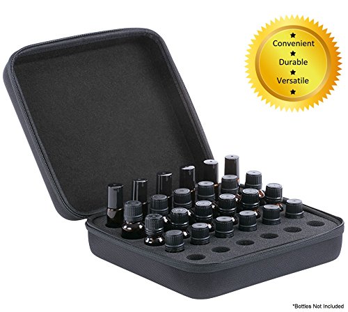Essential Oil Carrying Case (Black) Holds 30 Bottles - 5ml, 10ml, 15ml. High Quality, Durable Nylon Shell Exterior w/ Flexible EVA Foam for Safe Protection