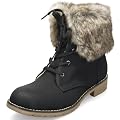 MQ23 Damen bequeme Schn�r-Stiefeletten mit abnehmbarem Fellkragen MQ1322