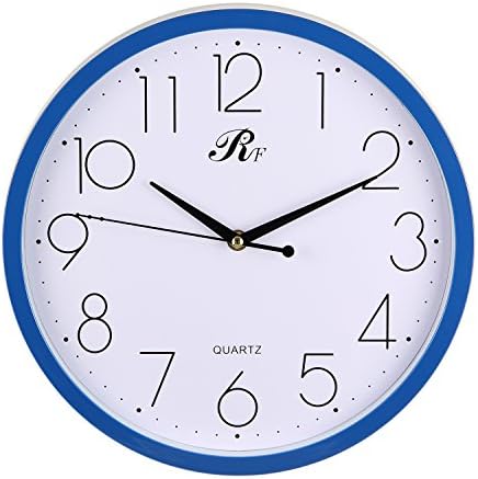 RUIFA Indoor Quiet 12-Inch Precedent Decorative Wall Clock with Arabic Numerals (Blue)