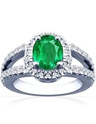 14K White Gold Oval Cut Emerald Ring With Sidestones (GIA Certificate)