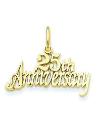 14K Yellow Gold 25th Anniversary Charm Wedding Pendant
