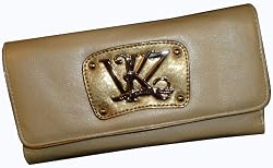 Women's Kathy Van Zeeland Wallet Monogram Clutch Metallic Bone