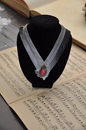 Victorian Handmade Collar Necklace made of Vintage Ties in hues of Grey - Elegant &amp; Romantic Look