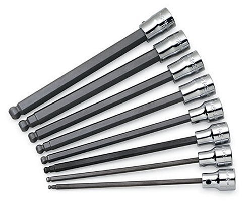 SK Hand Tools 19748 8-Piece 3/8-Inch Drive Metric Long Ball Hex Bit Socket Set