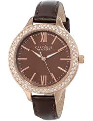 Caravelle New York Womens 44L124 Analog Display Japanese Quartz Brown Watch