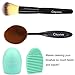 Cityvivo 3 Pieces Makeup Brush Set, Pro Cosmetic Makeup Face Cream Powder Blush Toothbrush Curve Foundation Brush & Cleaning Glove MakeUp Washing Brush