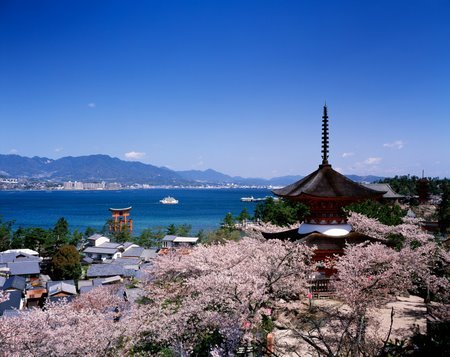《オリジナルプリント》厳島神社・多宝塔（広島県/宮島町）〔世界遺産・厳島神社〕