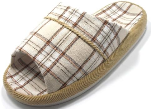 KNP26019S/Comfortable Footbed Wide Size Plaid Men Indoor Slippers (L, BEIGE)