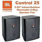 JBL Control 25 Two Way 5 1/4" Indoor / Outdoor Black Speaker Pair New