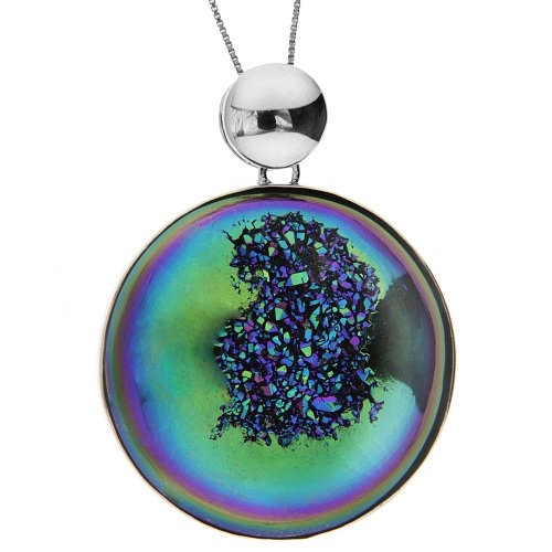Sterling Silver Green Forest Windows Drusy Pendant, 18