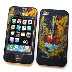 Apple iPhone 4 & 4S Rubberized Snap-On Protector Hard Case Image Cover "Love is Victory" Design