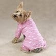 Dog Pajamas - Pink Goodnight Flannel Dog PJs w/Clouds, Stars & Moon - X-Small (XS)