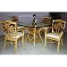 Cancun Palm 5 Piece Indoor Rattan Dining Set with Arm Chairs in Natural Finish Fabric: Palm Patch Champagne