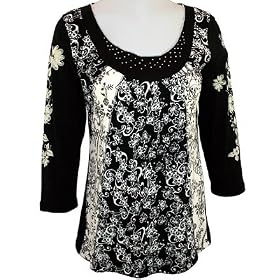 Vanilla Sugar - Skinny Minnie Champagne 3 4 Sleeve, Boat Neck Top, Lace Trimmed, Accented with...
