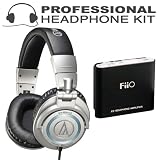 Audio-Technica ATH-M50S/LE Limited Edition Professional Studio Monitor Headphones (Straight Coil) + FiiO E5 Portable Headphone Amplifier + BONUS ButterflyPhoto MicroFiber Cleaning Cloth
