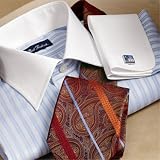 Tonal Twill Stripe White Collar Dress Shirt