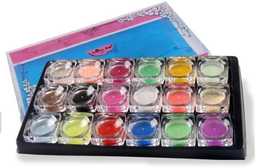 Professional 18 PCS Mix Color Sculpture Carving Acrylic Powder Box Set for DIY Nail Art False Tips