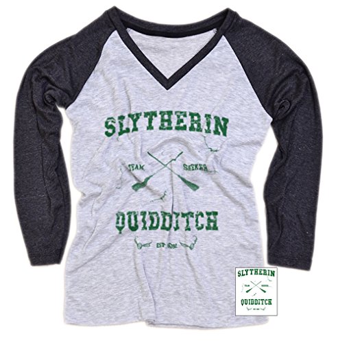Harry Potter Slytherin Women T-Shirt Teeinspector Long Sleeve Baseball Raglan Gift Small