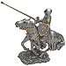 Jousting Knight in Armor on Horseback Statue - Wielding Lance and Carrying Shield Adorned with Fleur de Lis Symbols
