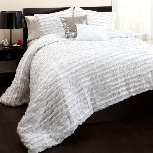 Lush Decor Modern Chic 5-Piece Comforter Set, Queen, White