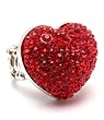 Love Heart Chunky Red Bling Heart Crystal Stones Fashion Ring