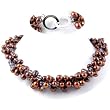 Triple Strand Necklace made of Freshwater Cultured Pearls and Crystals *** Augustina Jewelry Special Design !