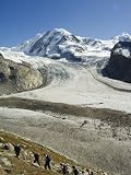 Hikers Nearing Ice Flow of the Monte Rosa Glacier, Zermatt Alpine Resort, Valais, Switzerland Photographic Poster Print by Christian Kober, 18x24