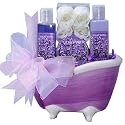 Bath Solutions - Lavender Winds Bath and Body Spa Gift Set in a Ceramic Tub