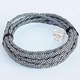 10 Feet Twisted 18/2 Cloth Fabric Electrical Cord for Vintage and Antique Lamps, Black and White Rayon 18 Gauge , Great For Industrial Vintage DIY Projects