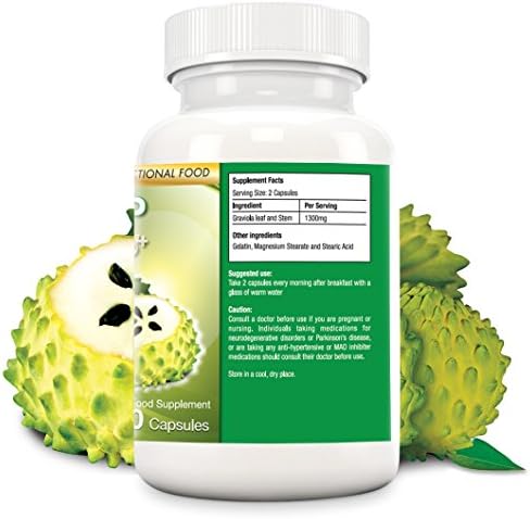 USA No.1 Supplement - Soursop Extract Plus / Graviola 1300Mg 60 capsules / Immunity Booster
