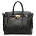 Designer Inspired London Office Tote Ostrich Finish - Black