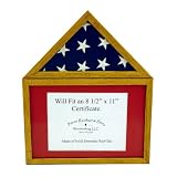 Solid Oak, Flag Display Case w/ Certifiate Holder, 3X5 Flag, Light Stain, Red Mat