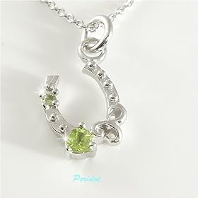 【クリックで詳細表示】AMALORO 8月誕生石 ペリドット 馬蹄天然石プチネックレス ギフト包装付き： ジュエリー通販