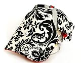 Peanut Shell Infant Car Seat Cover/Canopy (Damask w/Red Minky)
