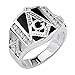 .925 Sterling Silver Rhodium Plated Embossed Masonic Men's Ring