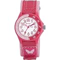 Tikkers - Girls Butterfly Pink Velcro Strap Time Teacher Watch TK0009