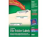 Avery® Green File Folder Labels for Laser and Inkjet Printers with TrueBlock Technology, 2/3 inches x 3-7/16 inches, Box of 1500 (5866)