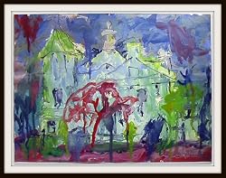 Manor House, Original Oil Painting on Canvas By Carmel Art Association Artist Janet Ament de la Roche (1916-2000) - Unframed Artwork