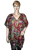 Purple Paisley Caftan Casual Beach Wear Tunic Top Dress Cover Up