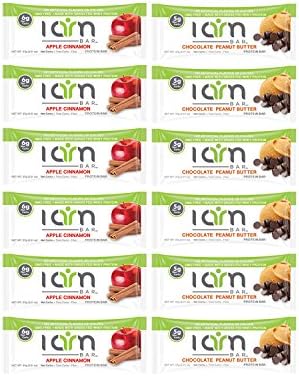 I AM BAR - Variety Protein Bar Bundle - Delicious, Low Carb, and Grass Fed Whey Protein - Includes 6 Apple Cinnamon Bars and 6 Chocolate Peanut Butter protein