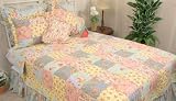 Summer Pink Yellow Blue Handmade Cotton Quilt Queen