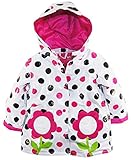 Wippette Little Girls' Toddler Hooded Floral Polka Dots Raincoat Jacket, Fuchsia, 3T