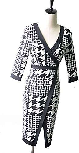 ワンピース 千鳥格子 チェック ワイルド Vネック デート カジュアル セクシー キュート エレガンス レディース 秋物 冬物 可愛いスカーフ付き R480