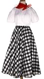 Hey Viv! 50s Style Outfit: Ad Check Circle Skirt w Crinoline, Top & Red Scarf